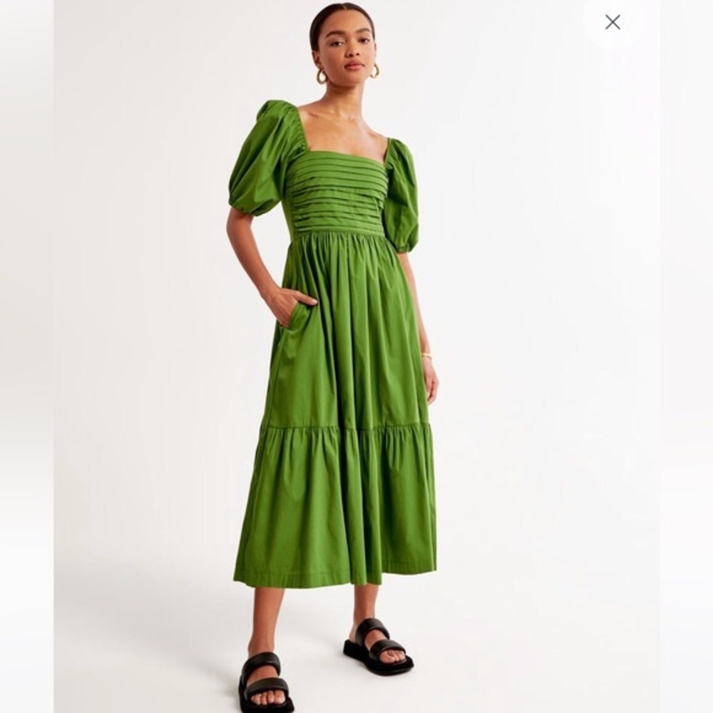 Emerson Poplin Puff Sleeve Midi Dress - Picture 2 of 7